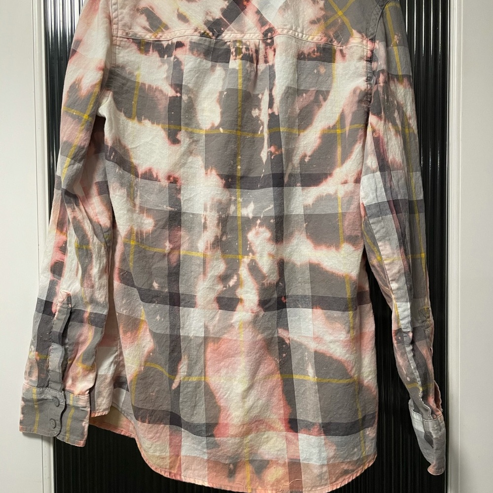 Bleached Plaid Button Down Shirt - image 5